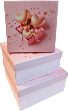 Набор подарочных коробок  3в1 "Любовь" 15.5*15.5*6.5, 17.5*17.5*8 , 19.5*19.5*9.5см