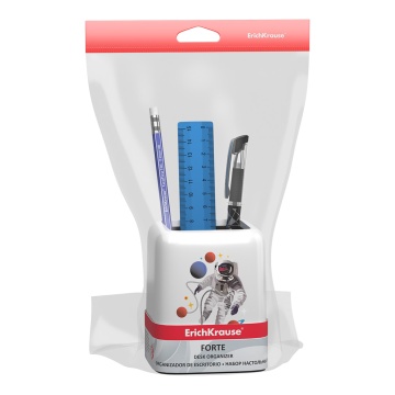 Набор настольный пластиковый ErichKrause Forte, Cosmonaut, белый с черной вставкой