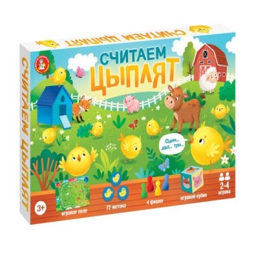 Игра с фишками 580*420 мм  "Считаем цыплят" в коробке  3+
