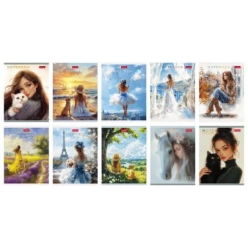 Блокнот А6  32л скоба "Прекрасные незнакомки" клетка, мат.лам., 10диз.в блоке