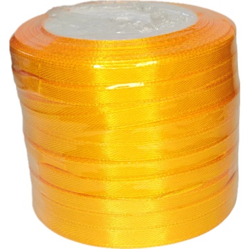 Лента упаковочная атласная 6мм, 22 м жёлтая (10шт/уп)