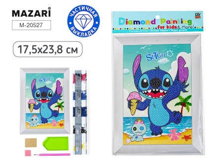 Алмазная мозаика УШАСТИК (Стич), основа 17.5х23.8 см, частичная выкладка