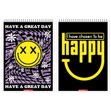 Блокнот А5  60л гребень "Счастье есть" клетка, твин УФ-лак