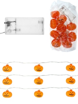 Гирлянда на батарейках с насадками 2м 12LED "Тыковки"