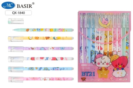 Ручка гелевая, стираемая. "Сердечки и зверюшки". Корпус цветн.с рисунком, ассорти. 0,5 мм. Синяя