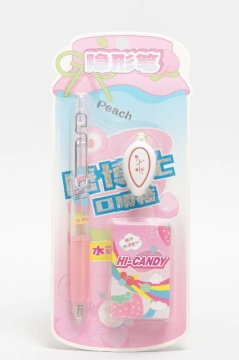 Светящаяся ручка с невидимыми чернилами "Счастливая конфетка" 0,5мм +значок