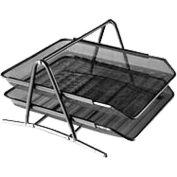 Лоток д\бумаг гориз. 2-х секционный металлический, черн.