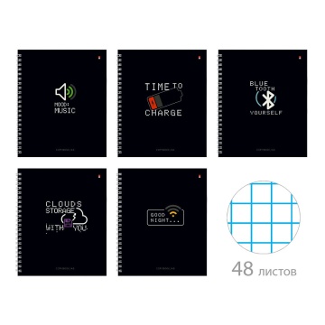 Тетрадь А5 48л кл. гребень Альт "Life interface" глянц.лам. БЕЗ ПОЛЕЙ