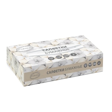 Салфетки бумажные  "Crystal"  100шт.,  2- слойные белые, в пенале