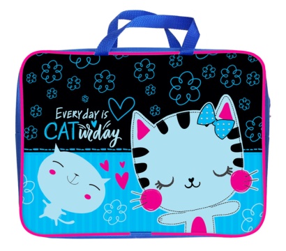 Папка А4 (360*270*80) с ручками, молния, ткань "Любимые котята"