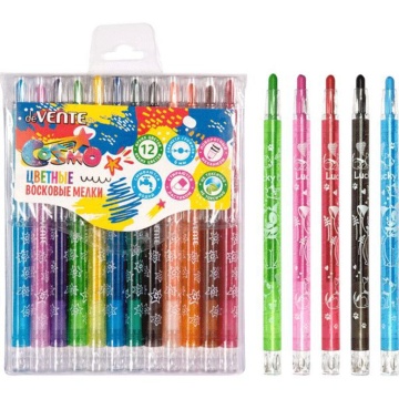 Мелки восковые школьные 12цв. "Cosmo" с поворотным механизмом