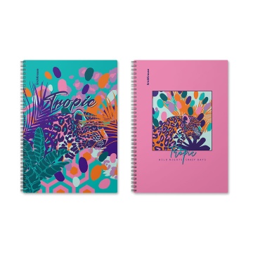 Тетрадь общая ученическая на спирали ErichKrause IQ FineLine Tropical, В5, 80 листов, клетка, глянц.