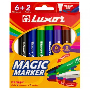 Фломастеры Magic 6цв+2 "Luxor Magic", меняющие цвет