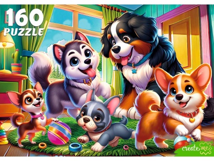 Пазлы  160 элементов  230*330мм   "Милые щенки в комнате"