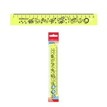 Линейка пластиковая ErichKrause® Scooter Master, 20см, желтая, во флоупаке