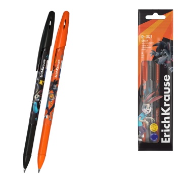 Набор из 4 ручек шариковых ErichKrause R-301 Stick Ну, Погоди! Каникулы 0.7, цвет чернил синий (в па