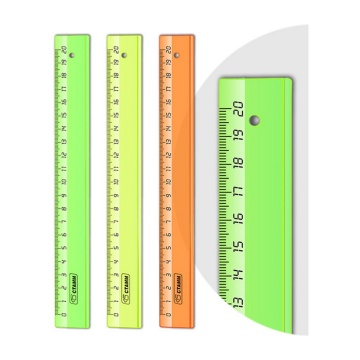 Линейка пластик 20 см "Neon Crystal", прозрачная, неон. Ассорти (083877)