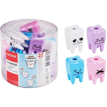 Точилка пласт. с контейнером 1 отв. "Зубик"