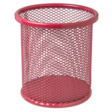 Стакан наст.  "Egoist"  9*8см, метал., круглый, сетка, розовый