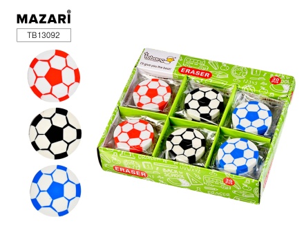 Ластик фигурный. ФУТБОЛЬНЫЙ МЯЧ. 4.2*4.2*0.7 см, 3 цвета