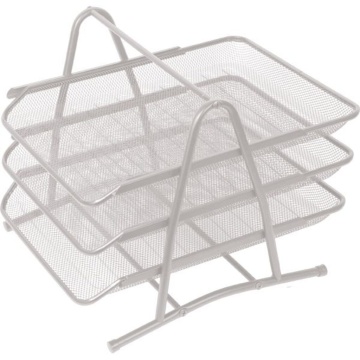 Лоток д\бумаг гориз. 3-х секционный металлический, серый