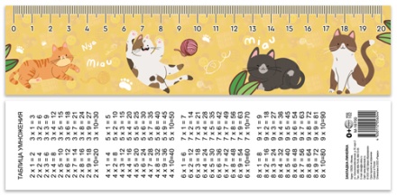 Закладка картонная 49*210мм "Забавные животные" таблица умножения, линейка