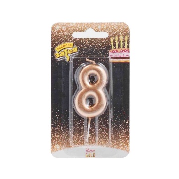 Свеча-цифра "8" Розовое золото, 4,5см.
