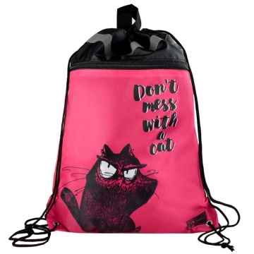 Мешок для обуви 1 отд, 360*480, карман, светоотр. "Крэйзи кот"