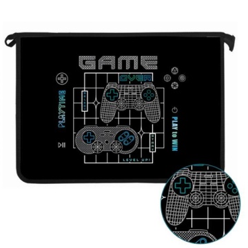 Папка д/тетрад. А4 (340*240*40) молния сверху, пластик, фольга "Время игры" диз. с двух сторон