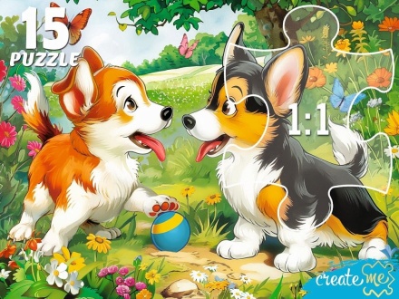 Пазл МАКСИ 15 элементов "Щенки на поляне"