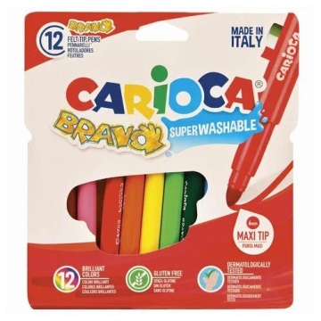 Фломастеры  12цв "Carioca. Bravo", 6мм, блистер картонный