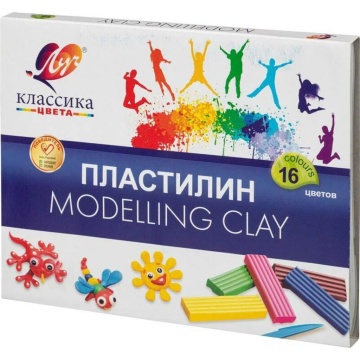 Пластилин 16цв 320гр. Классика, со стеком, карт.упак.