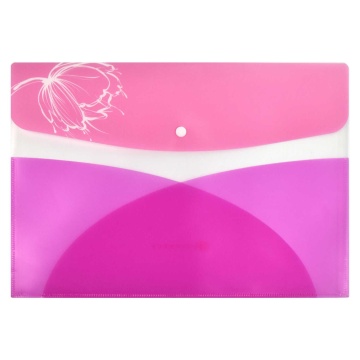 Конверт на кнопке  с рисунком А4 (325*235мм) "Цветок на розовом" два наруж. кармана