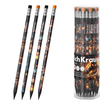 Чернографитный карандаш пластиковый ErichKrause Mine Block, трехгранный, с ластиком, НВ (в тубусе по