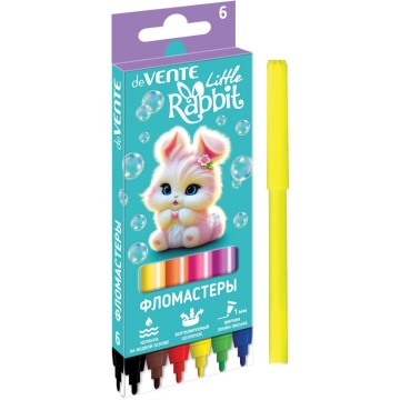 Фломастеры   6цв "deVENTE. Little Rabbit", вентил.колпачок, картон