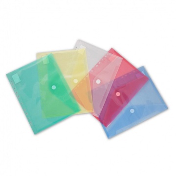 Конверт на кнопке А4 0,18мм, перфорация, ассорти