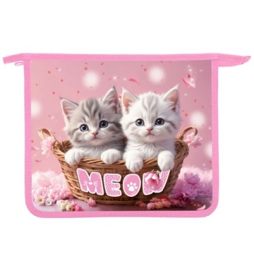 Папка для тетрадей. А5, 1 отделение. Пластик, дизайн с 2-х сторон "Котики в корзине" (240*205*40 мм)