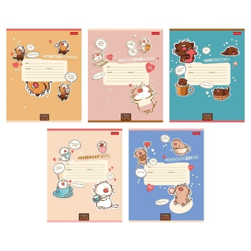 Тетрадь А5 12л кл. Hatber "Кофейные коты. Выпуск 2" 5 диз.в блоке