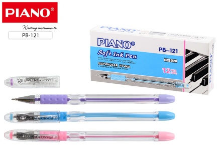 Ручка шариковая. На масл.основе. "Piano". Прозр.корпус, игольч.наконечник 0,5mm. Синяя