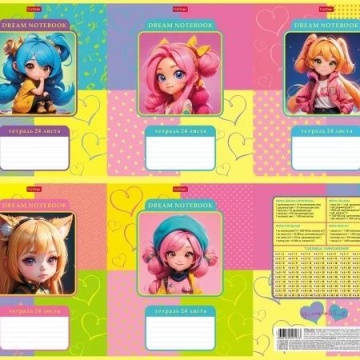 Тетрадь А5 24л кл. Hatber "Девчонки_аниме" 5диз.в спайке, бел.100%