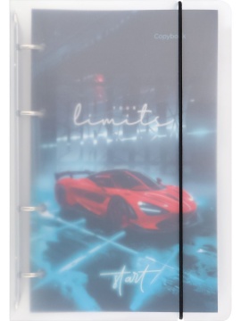 Тетрадь А5 120л кл. на кольцах Проф-Пресс "Красный автомобиль - 1" пластик.обл.,резинка