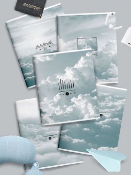 Тетрадь 48 л. А5 кл. скреп. офс. LOREX SOUND IN CLOUDS мел. карт. двойная обложка запечатка форзаца, soft touch