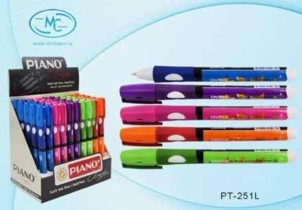 Ручка для левшей. PIANO. На масляной основе. Цв.корпус с рисунком "одуванчик", трёхгран.корпус, колпачок с клипом. 0,7 мм