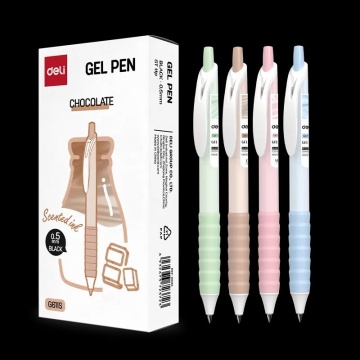 Ручка гелевая  Deli автомат черная, 0,5мм, силик.грип, аромат.чернила шоколадка