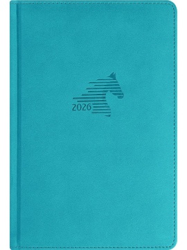 Ежедневник дат. 2026г. А5 168л., кожзам, тв.обл. "Год лошади. Голубой" ляссе