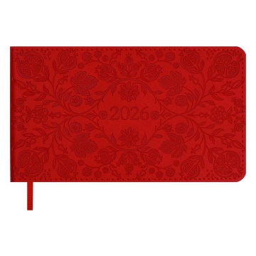 Планинг дат. 2026г 150*87мм 64л., кожзам., мягк.пер. "Виннер красный" ляссе