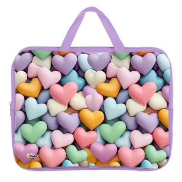 Папка А4 (350*265*45) с ручками, молния, ткань "Сердечки 3D"