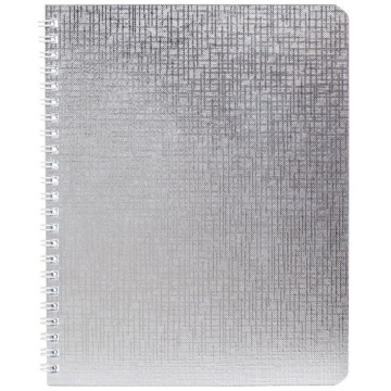 Тетрадь А5 96л кл. гребень бумвинил Hatber "METALLIC Серебро"