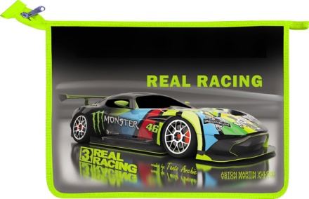 Папка д/труда А4 (335*240*85) 2отд. молния сверху, пластик/ламинат "Real Rasing"