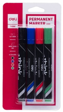 Набор маркеров перманентных 1,5-5мм 4цв.